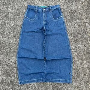 JNCO Artisinal Uprising Jeans Size 36x30 Baggy Streetwear Denim 🐯 Embroidered